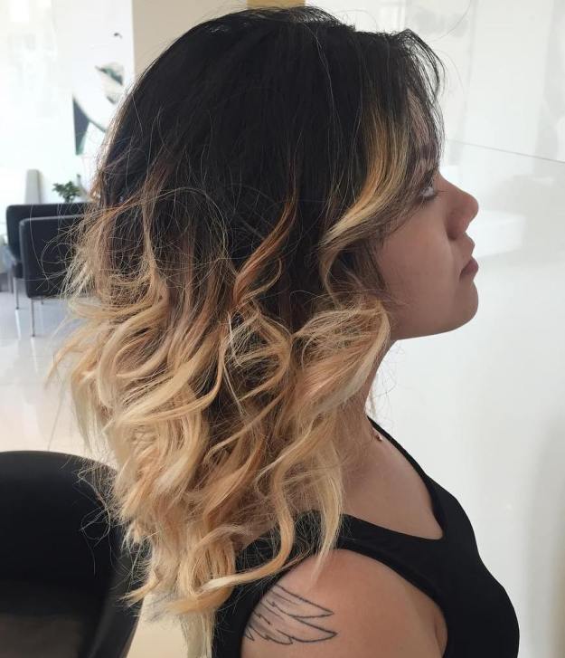 Black To Blonde Curly Ombre Hair