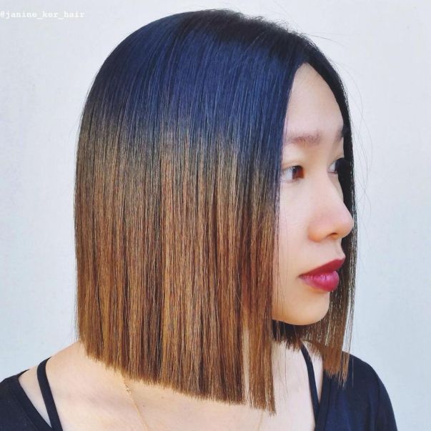 Black To Brown Ombre For Blunt Bob