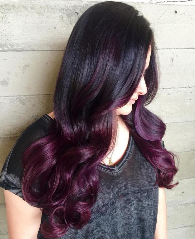 Black To Burgundy Ombre