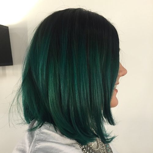 black to green ombre bob