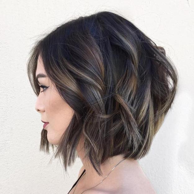 Black Wavy Bob with Subtle Highlights