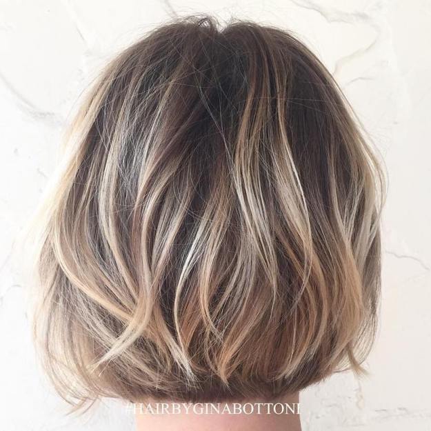 Blonde Balayage for Brown Bob