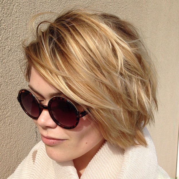 Blonde Choppy Bob with Highlights