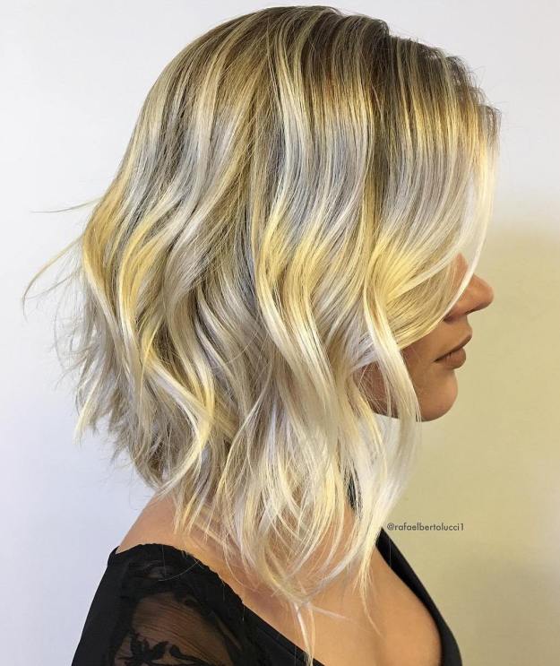 Blonde Choppy Long Bob