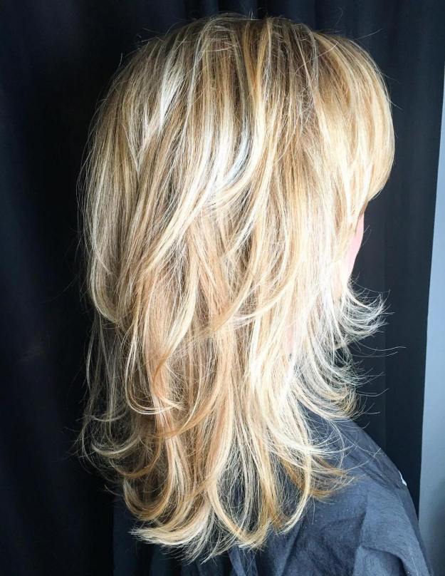 Blonde Layered Hairstyle With Flipped Ends