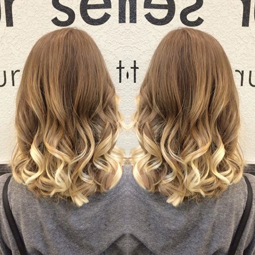 blonde ombre hair and medium U cut