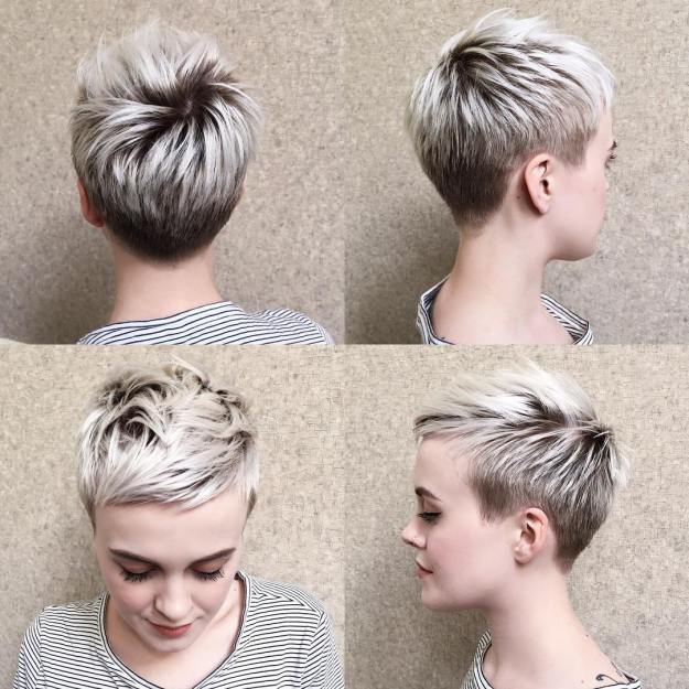 Blonde Pixie with Short Angled Layers