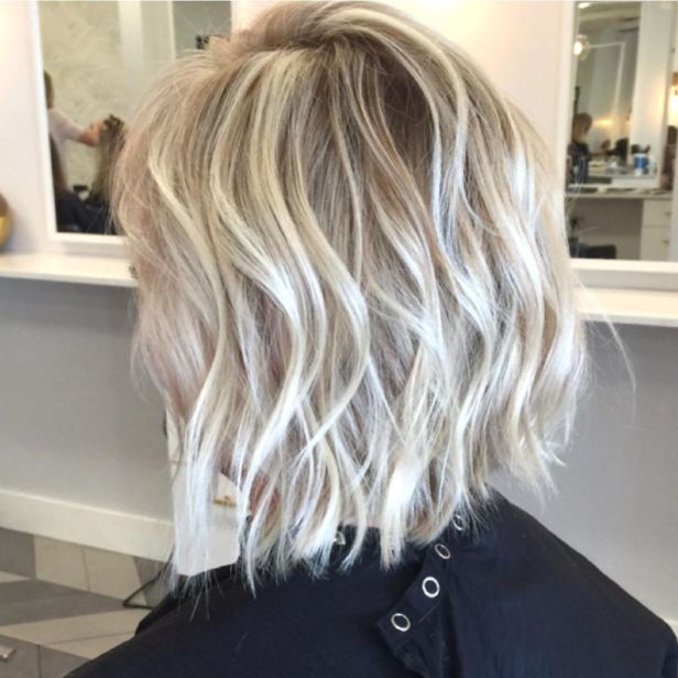 Blonde Textured Choppy Lob Haircut