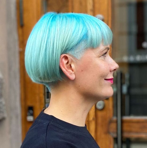 Blue Bob with Blunt Bangs and Undercut