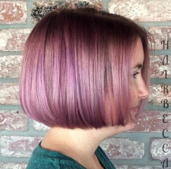 blunt chin length pastel burgundy bob