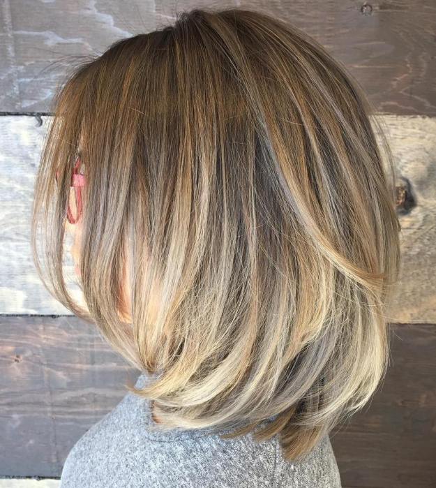 Bronde Layered Bob With Ash Blonde Ombre