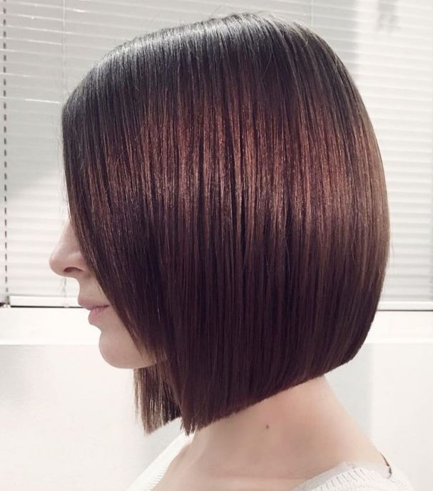 Brown Angled Blunt Bob