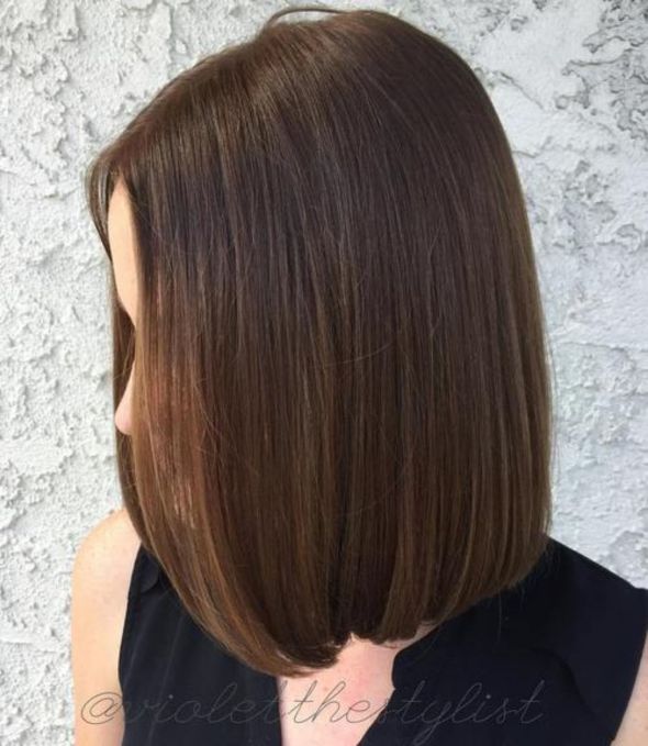 brown blunt long bob