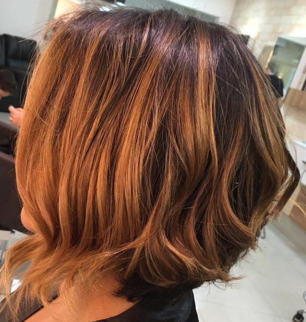 Brown Bob with Caramel Balayage