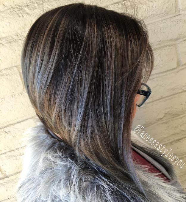 Brown Bob with Pastel Purple Babylights