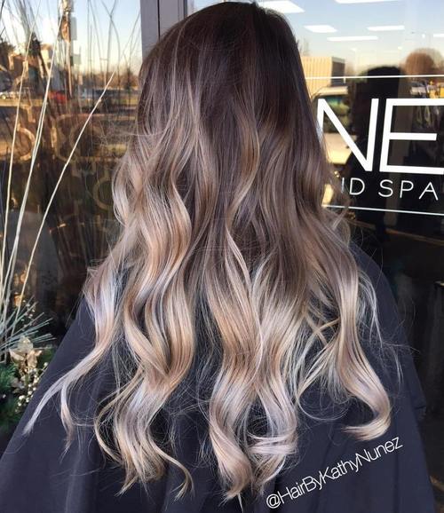 brown hair with ash blonde balayage