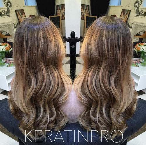 brown hair with blonde ombre highlights