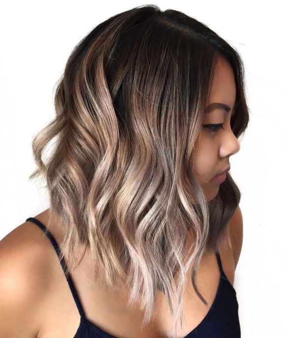 Brown To Blonde Balayage Lob