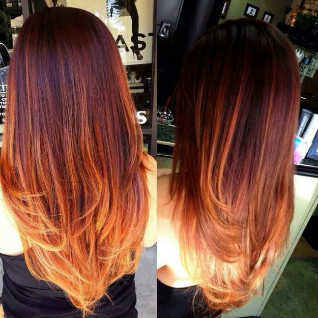23 Thrilling Ideas for Red Ombre Hair brown to red ombre long hair