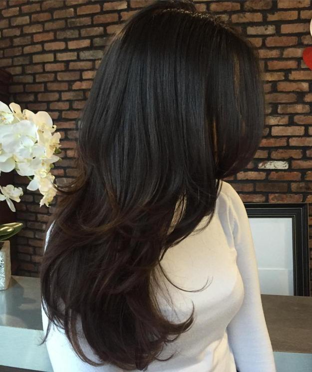 Brunette Layered Hairstyle For Long Hair