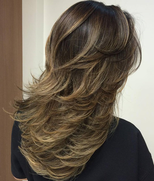 Brunette Layered Ombre Balayage Hairstyle