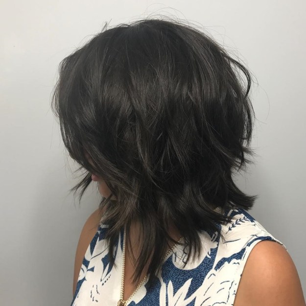 Brunette Shaggy Inverted Bob