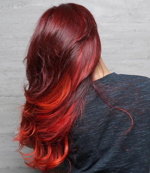 burgundy hair with red balayage