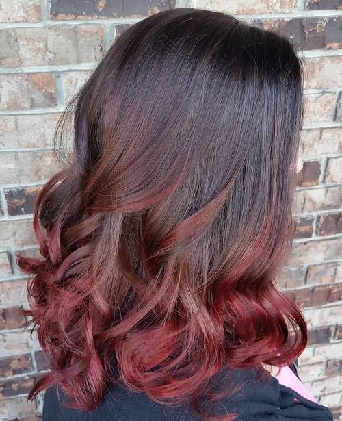 burgundy ombre for medium length black hair