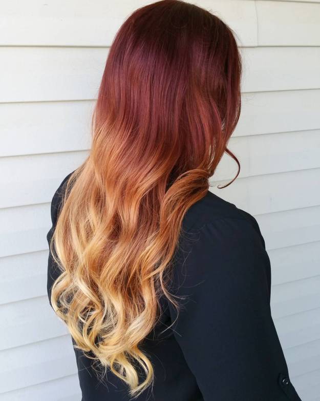 Burgundy To Blonde Ombre