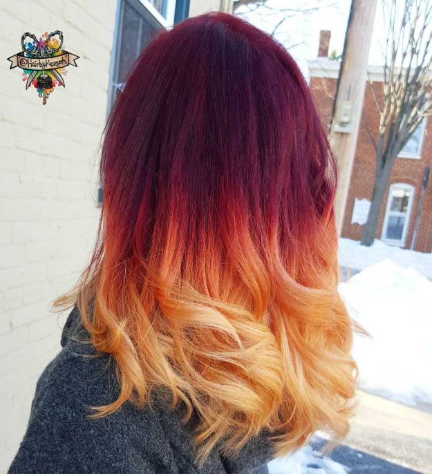 Burgundy To Strawberry Blonde Ombre