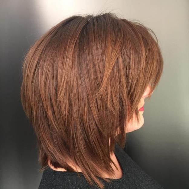 Chestnut Brown Choppy Shag Cut