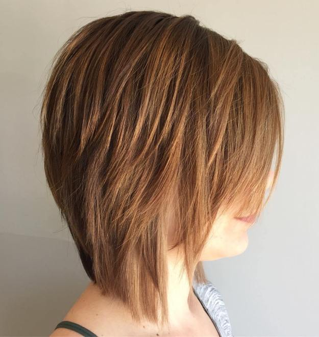 Chestnut Brown Layered Bob