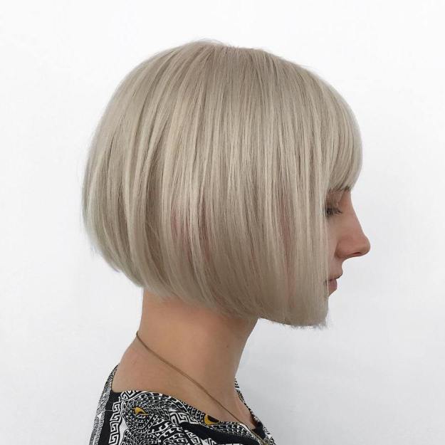 Chin Length Blonde Bob With Bangs