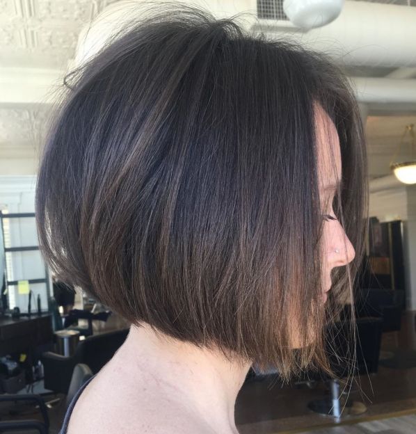 Chin Length Brunette A-Line Bob