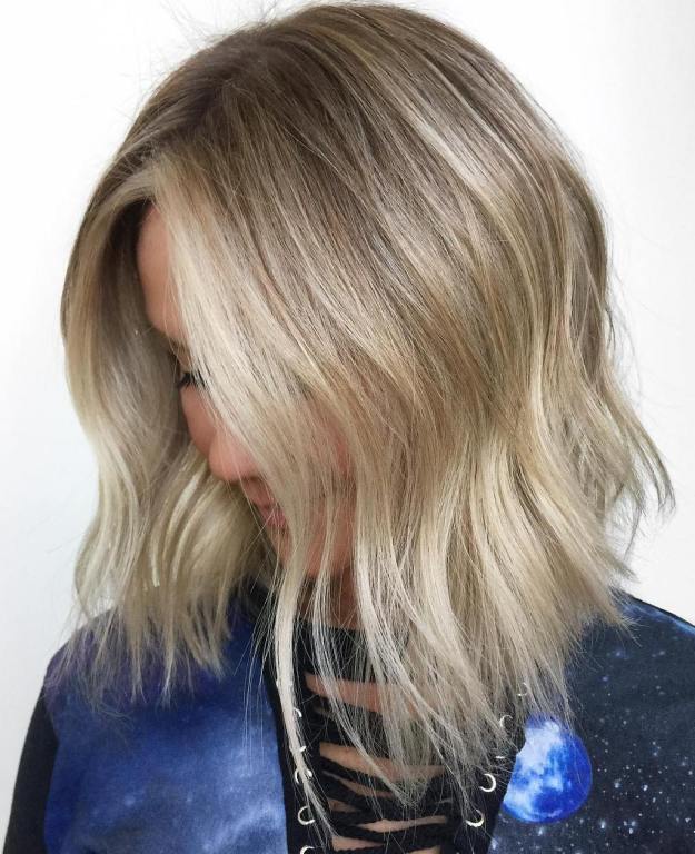 Choppy Blonde Balayage Lob