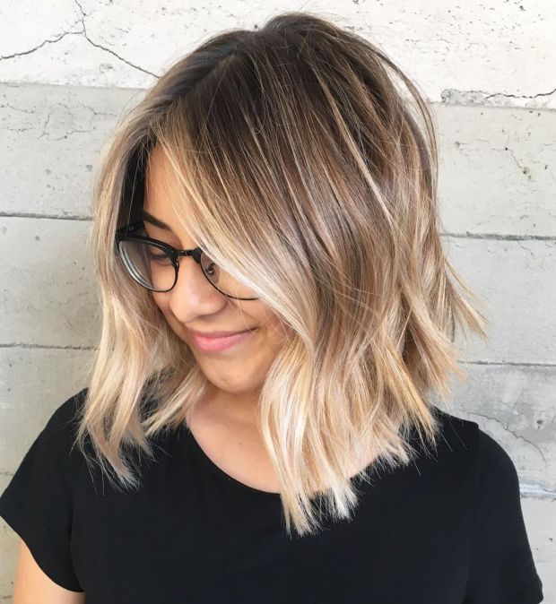 Choppy Blonde Balayage Lob