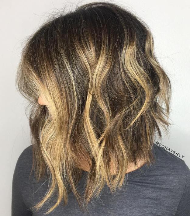 Choppy Brown Bob With Blonde Highlights