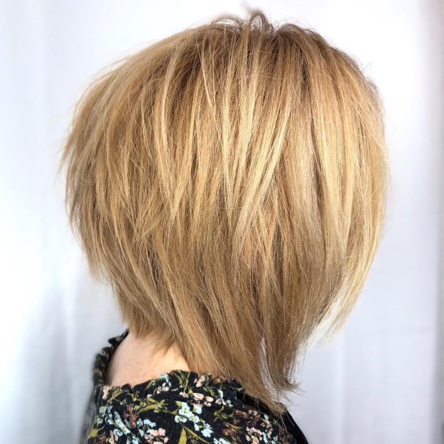 Choppy Caramel Blonde Bob