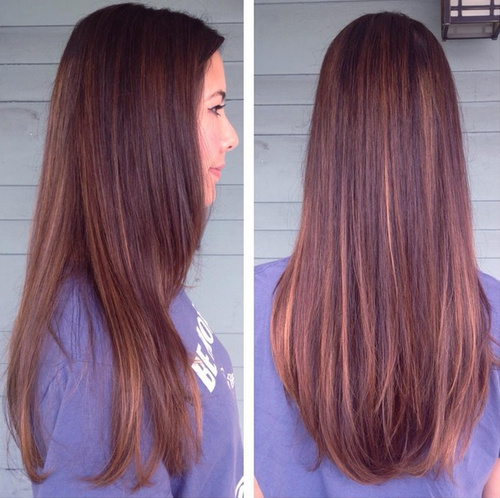 dark bron hair with caramel highlights