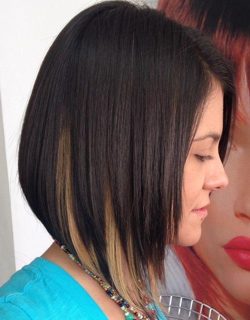 dark brown angled bob 