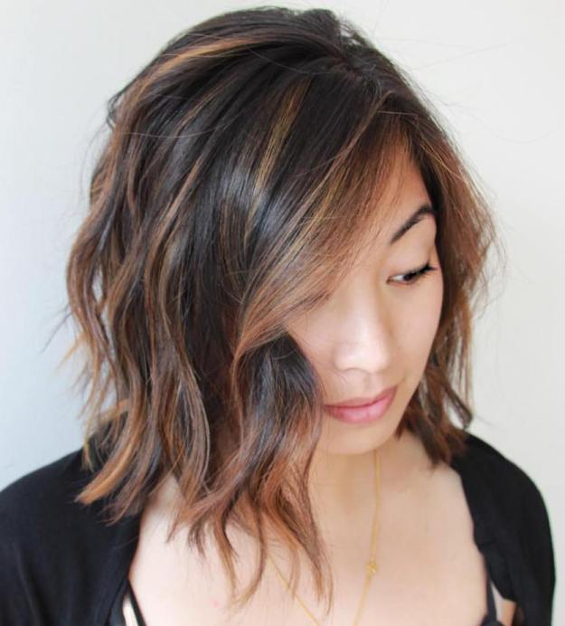 Dark Brown Bob with Caramel Highlights