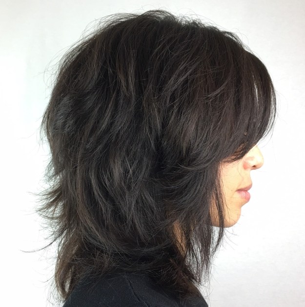 Dark Brown Shag With Bangs