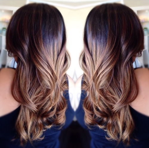 dark brown to caramel ombre