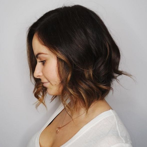 Dark Brown Wavy Bob