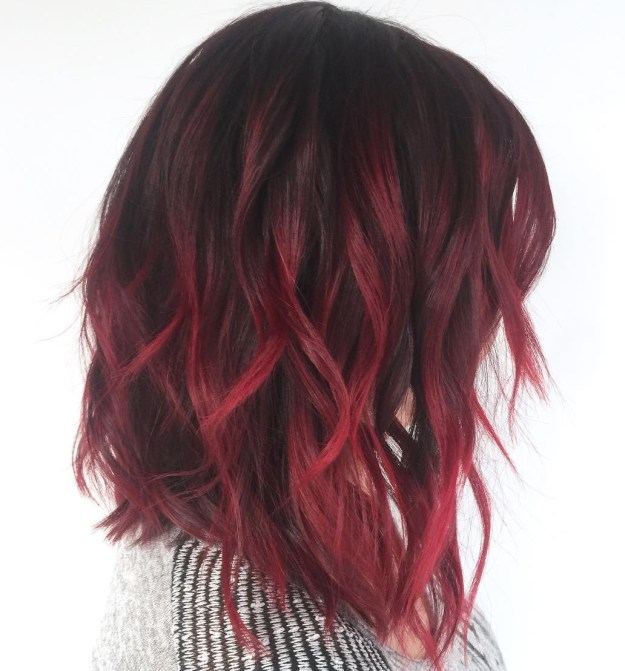 Dimensional Burgundy Color on Dark Hair