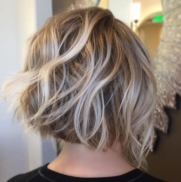 Dishwater Blonde Bob With Platinum Highlights