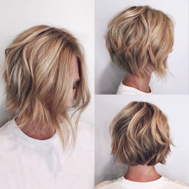 Edgy Wavy Caramel Blonde Bob