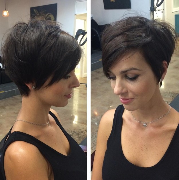 Feathered Pixie Haircut With Long Bangs