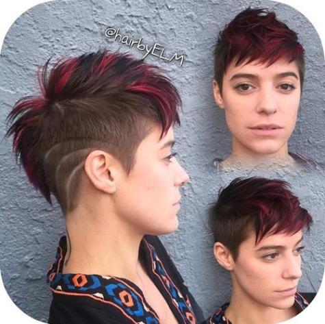 funky red and brown Mohawk for girls