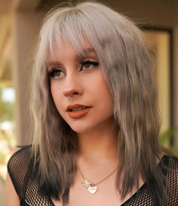 Gray to Ash Ombre Hairstyle with Bangs